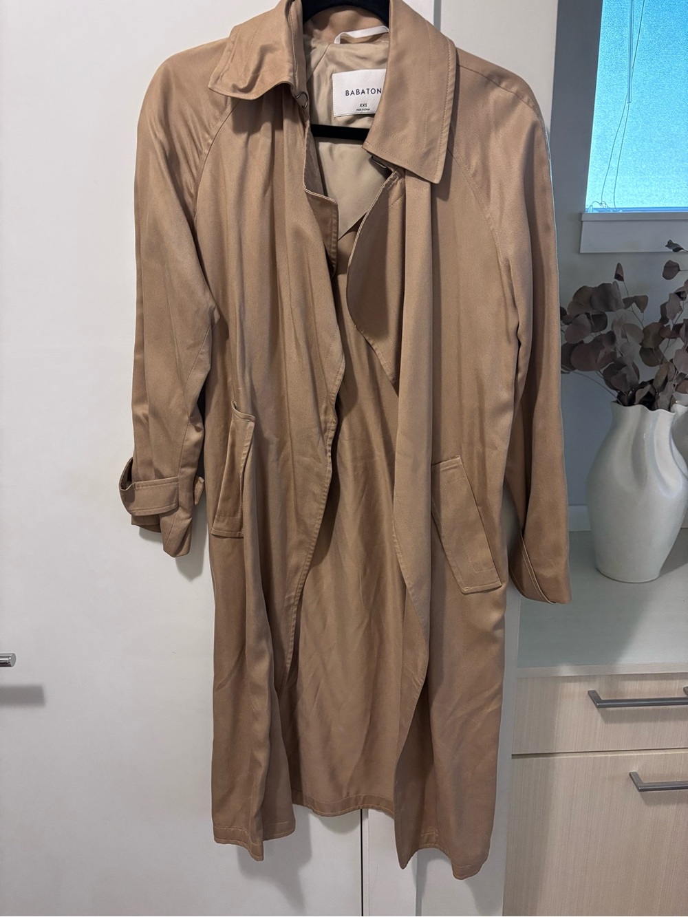 Babaton Light Tan Long Trench Coat